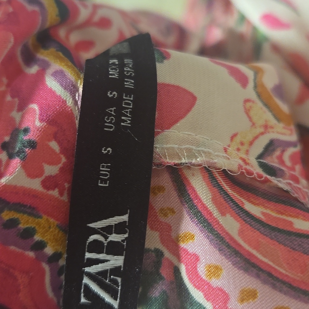 Zara Paisley Button up Blouse, Pink, S - Picture 5 of 5